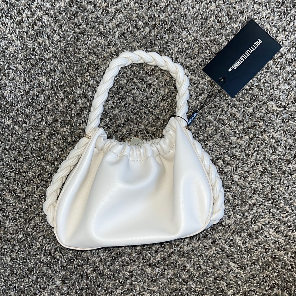 Cream plait twist ruched bag